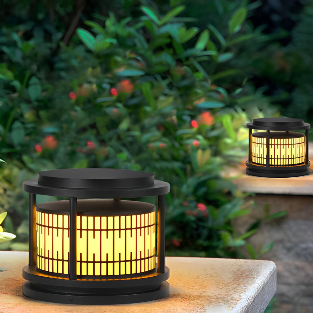 Round Solar Fence Post Lights Ha079569