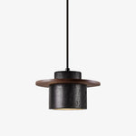 Gravitas Lumina Pendant Light in Black Travertine and Walnut