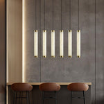 Aria Alabaster Pendant Light – Modern Brass LED Chandelier for Dining Room & Foyer