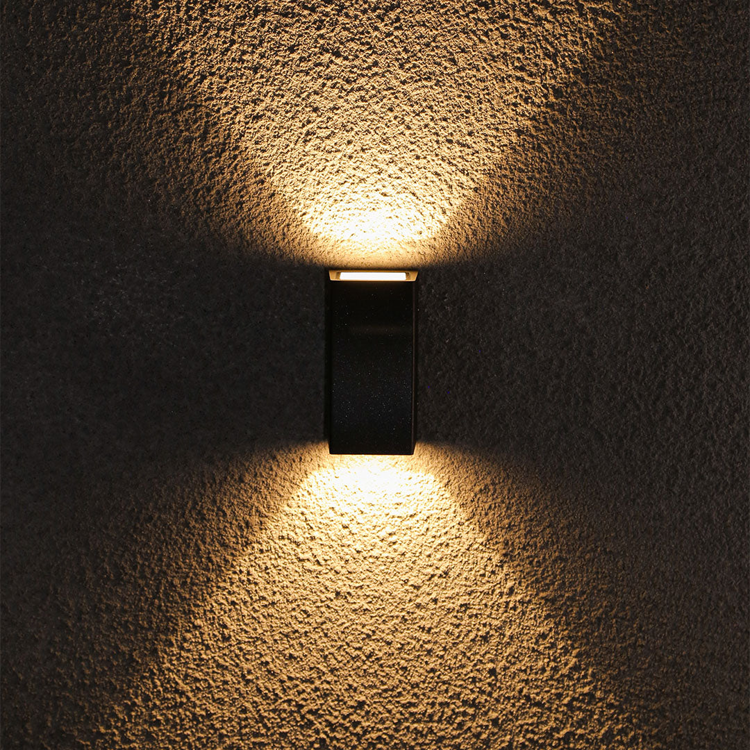 Aria Up-Down LED Outdoor Wall Light in Black Aluminum