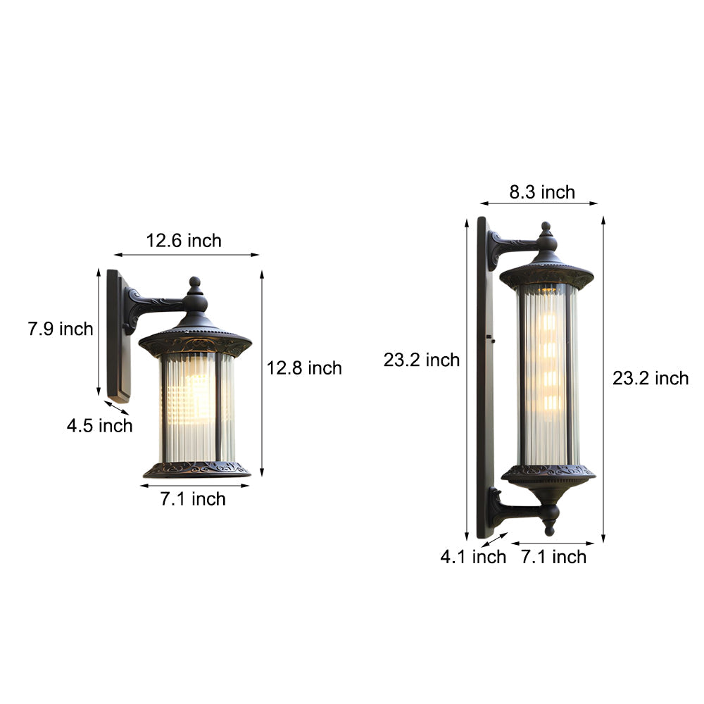 Vintage Outdoor Wall Sconce in Coffee Gold Finish, Waterproof Aluminum