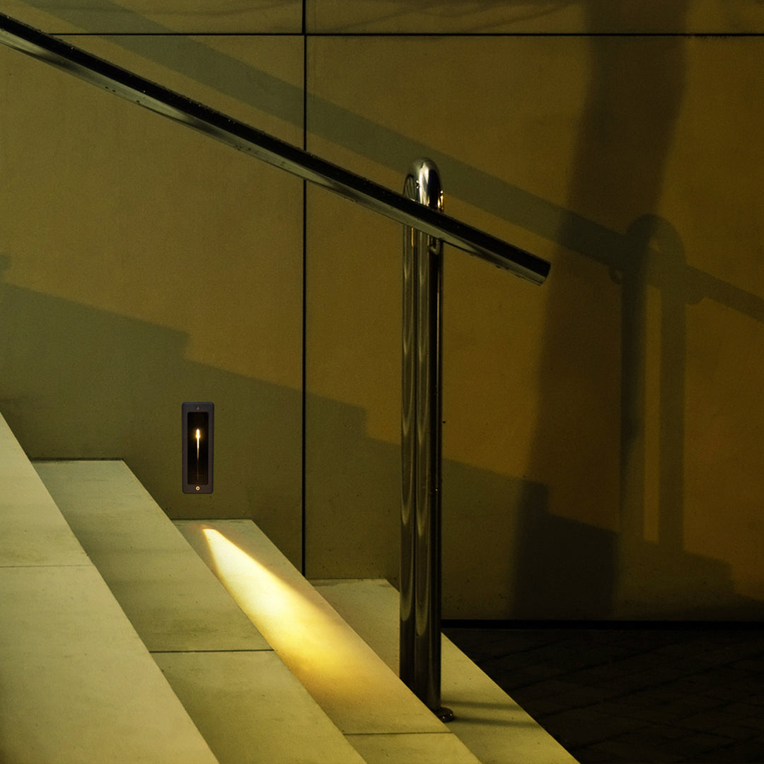 Architectural Recessed Step Light with Vertical LED Strip, Sand Gray Aluminum