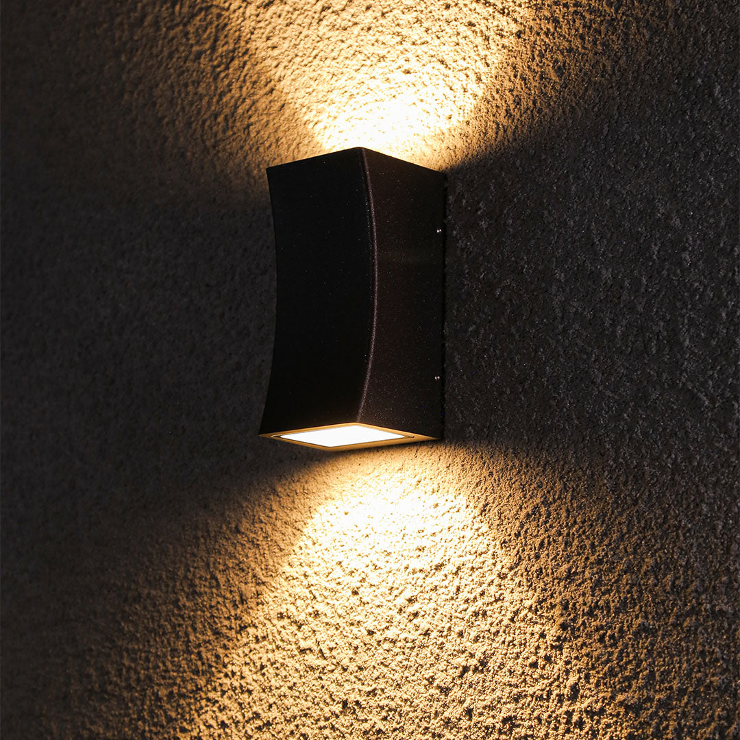 Aria Up-Down LED Outdoor Wall Light in Black Aluminum