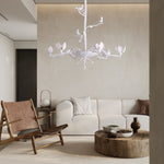 Passera Sculptural Plaster Chandelier with Birds and Tulip Shades