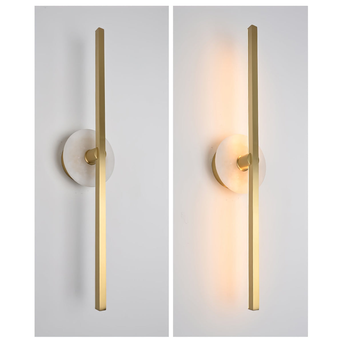 Zylaro Stone Wall Light – Brushed Brass & Marble LED Sconce