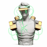 Neon Circuit Bust Sculpture Table Lamp – Classical Form with Cyber LED Accents