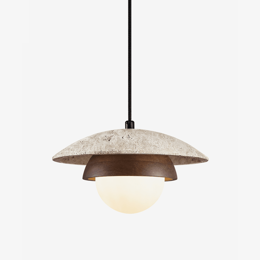 Milo Travertine Pendant Light – Natural Stone & Wood Hanging Lamp