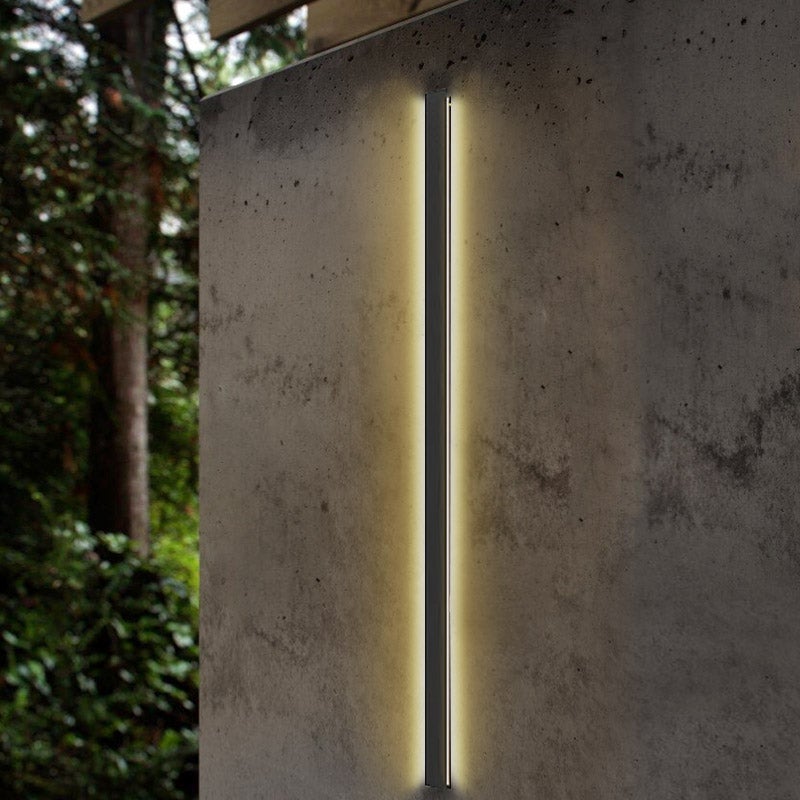Linear LED Outdoor Wall Light in Matte Black, Waterproof Architectural Exterior Fixture