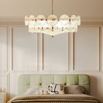 Solaris Disc Glass Chandelier – Two-Tier Gold & Murano-Style Glass Pendant
