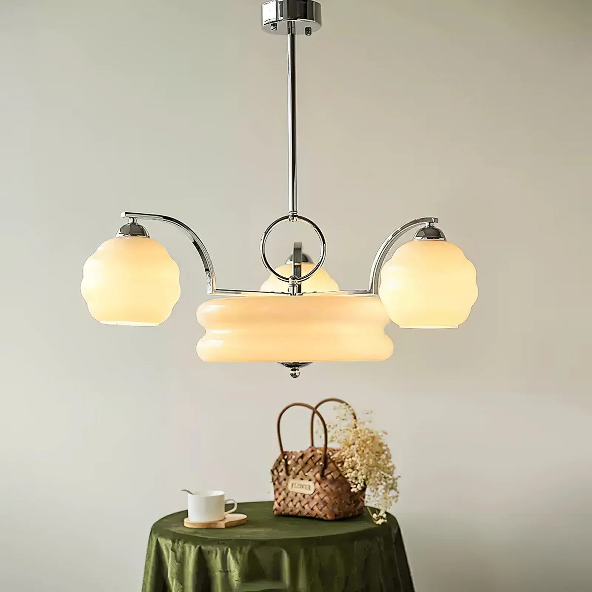 Opaline Art Deco Chandelier 3