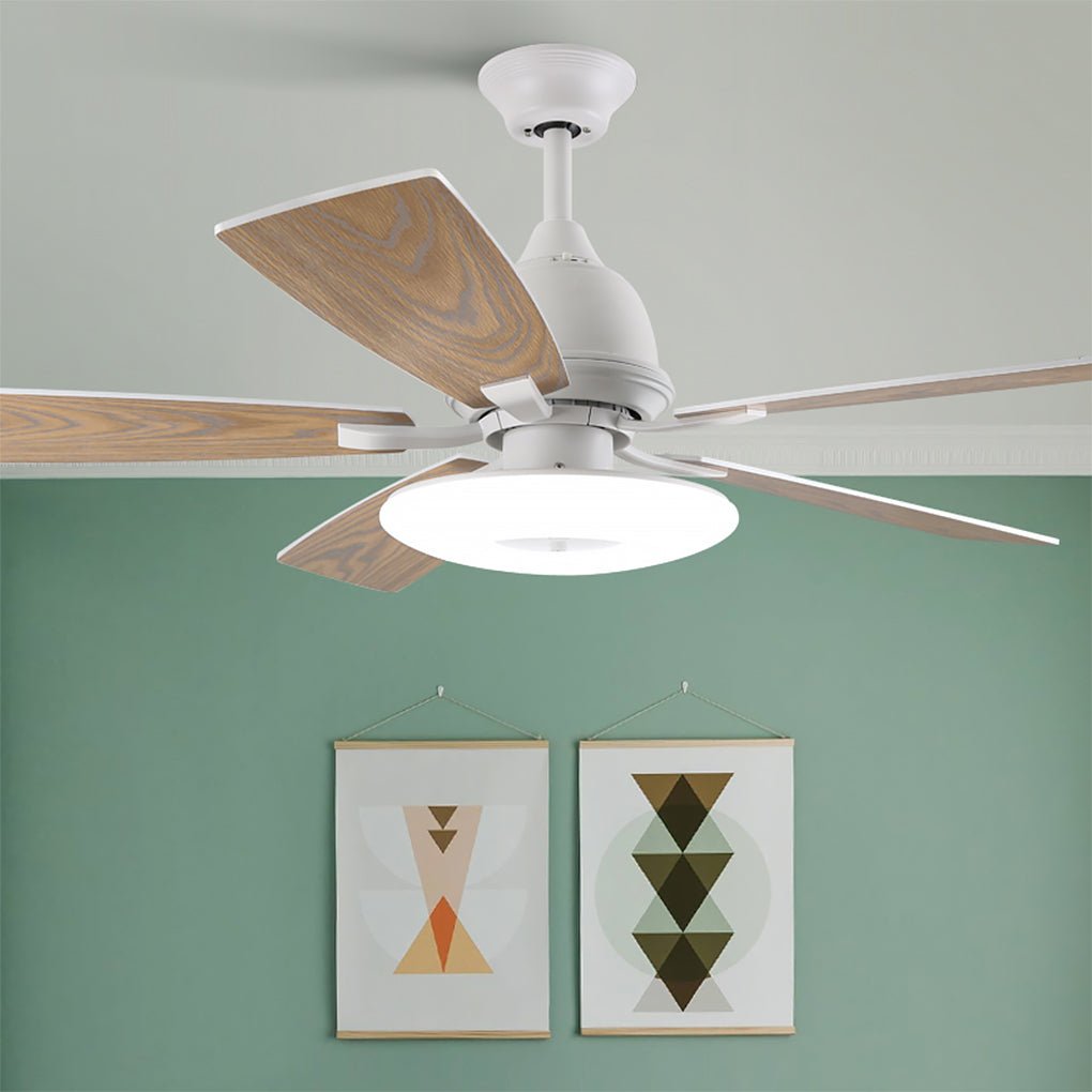 52 Inch Creative Nordic Retro Ceiling Fan Lamp With Light Source Remote Control