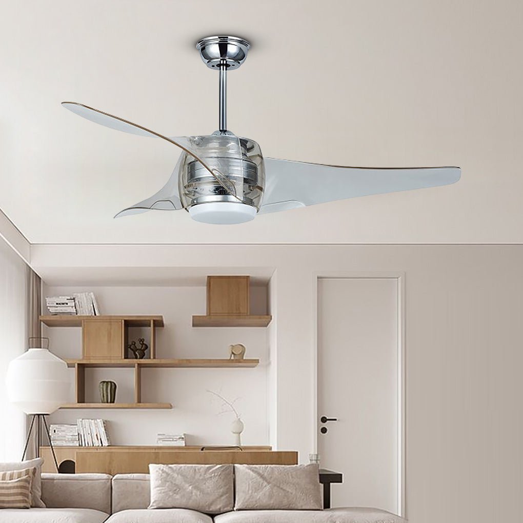 Modern LED Ceiling Fan Chandelier with Remote Control, 52" Minimalist Design