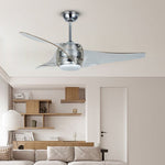 Modern LED Ceiling Fan Chandelier with Remote Control, 52" Minimalist Design
