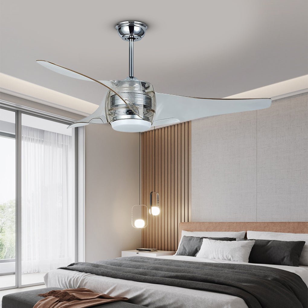 Modern LED Ceiling Fan Chandelier with Remote Control, 52" Minimalist Design