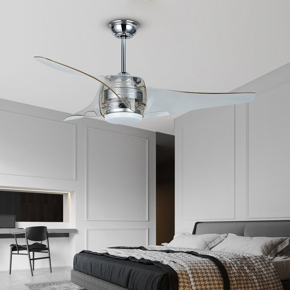 Modern LED Ceiling Fan Chandelier with Remote Control, 52" Minimalist Design