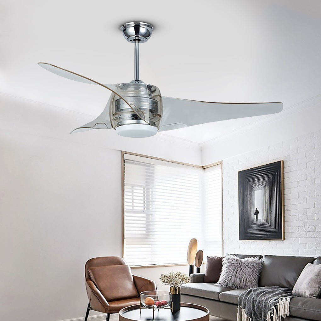 Modern LED Ceiling Fan Chandelier with Remote Control, 52" Minimalist Design