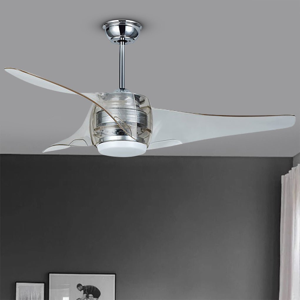 Modern LED Ceiling Fan Chandelier with Remote Control, 52" Minimalist Design