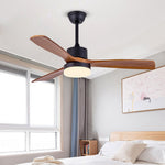 52 Inches Nordic Minimalist Solid Wood Household Led Ceiling Fan Lamp For Living Room