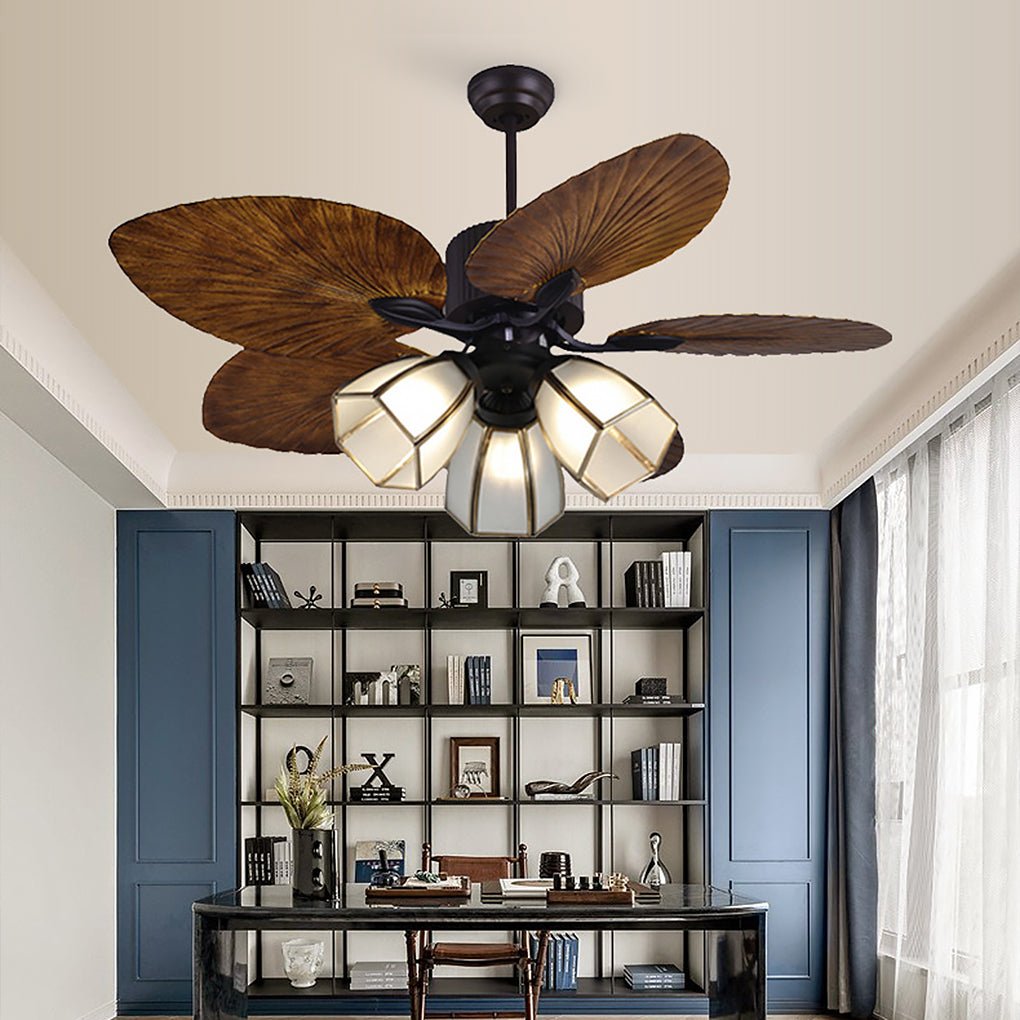 52Inches Retro Variable Frequency Remote Control Smart Timing Noiseless Ceiling Fan Light 1
