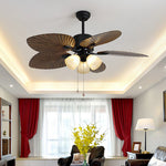52Inches Retro Variable Frequency Remote Control Smart Timing Noiseless Ceiling Fan Light 1