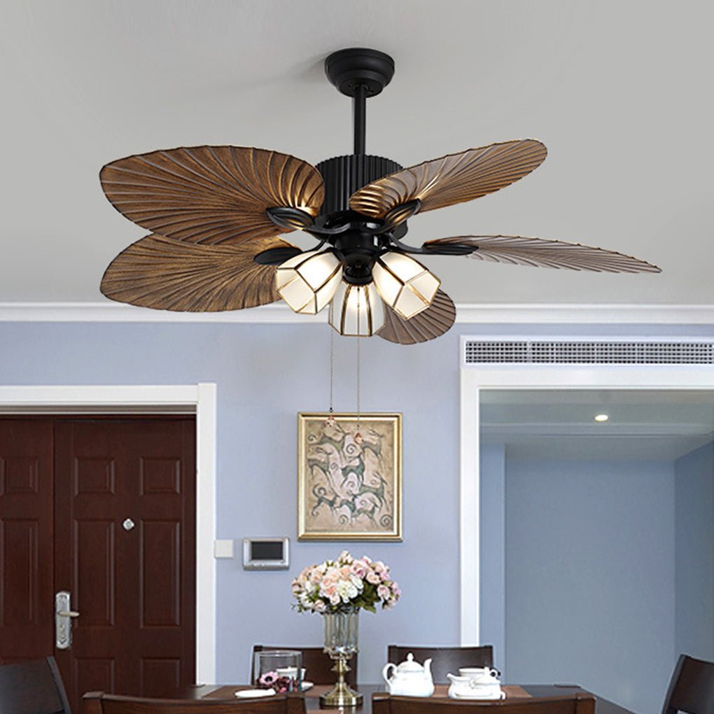52Inches Retro Variable Frequency Remote Control Smart Timing Noiseless Ceiling Fan Light 1