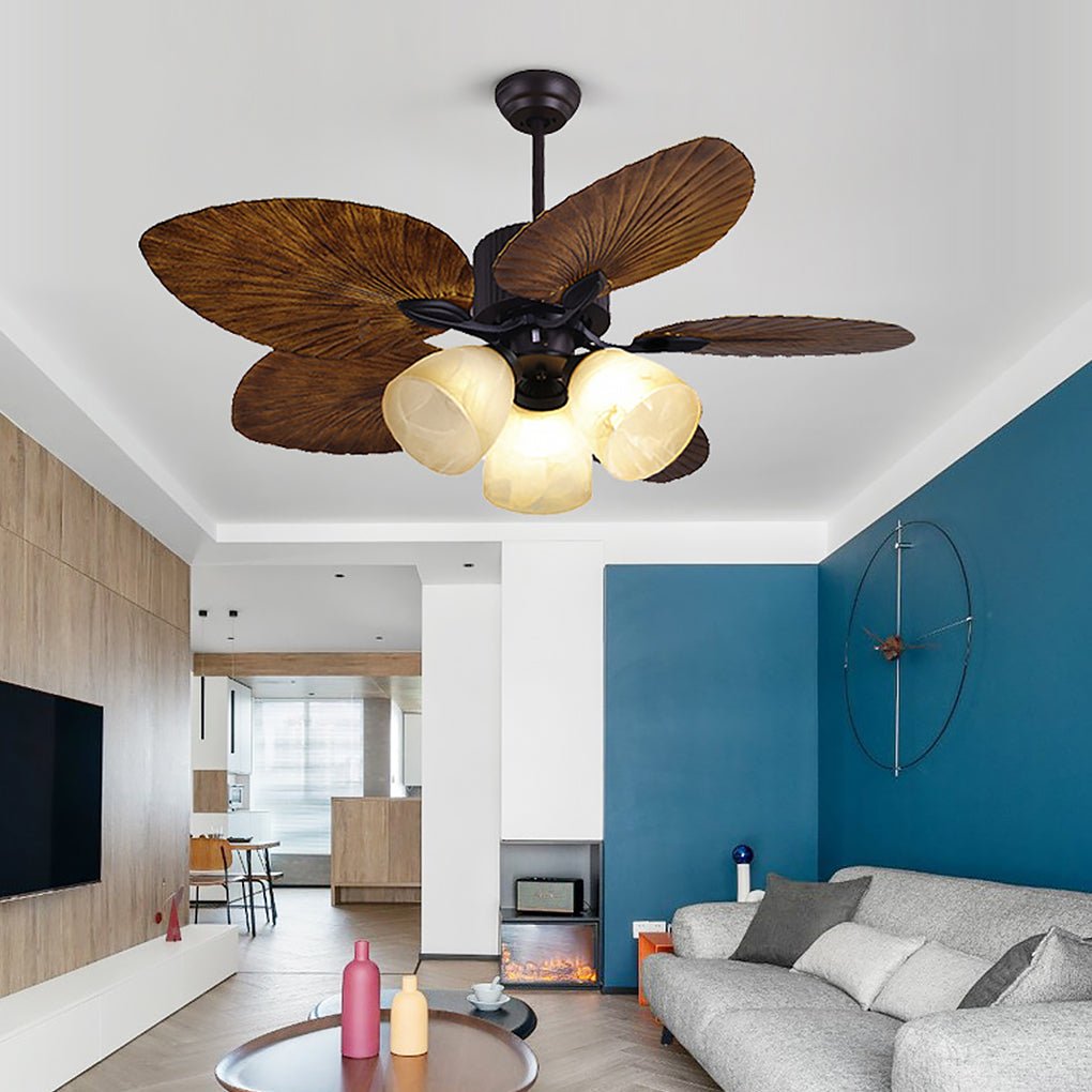 52Inches Retro Variable Frequency Remote Control Smart Timing Noiseless Ceiling Fan Light 1