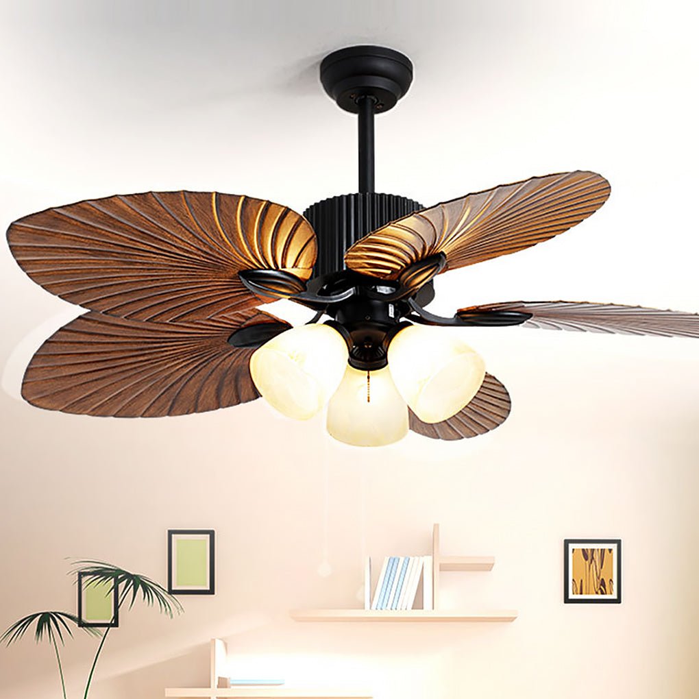 52Inches Retro Variable Frequency Remote Control Smart Timing Noiseless Ceiling Fan Light 1