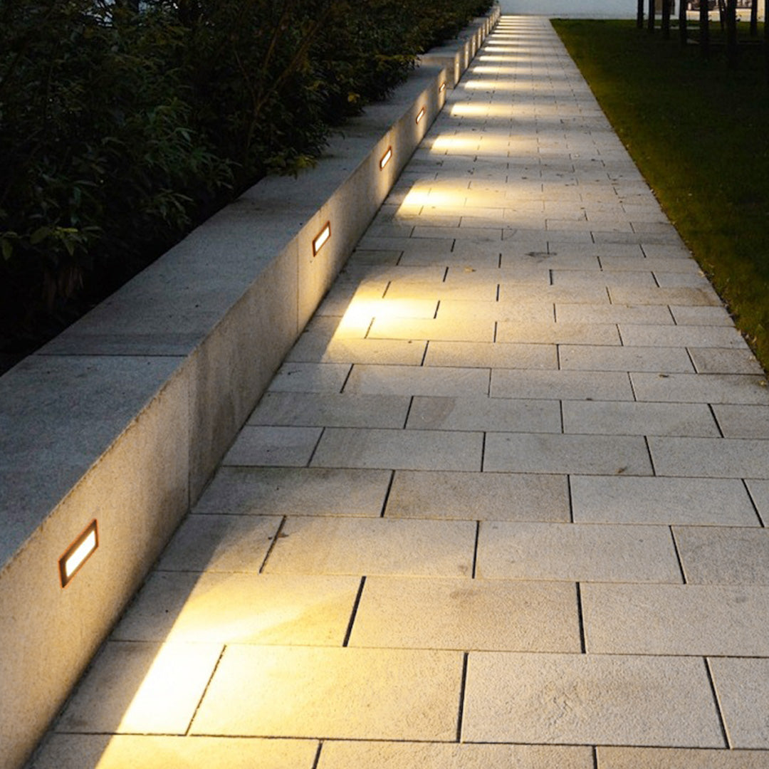 Recessed LED Step Light in Sand Gray Aluminum for Outdoor Stairs