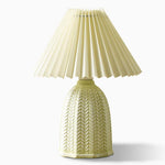 Vintage Tapered Pleated Linen Shade Ceramic 1 Light Table Lamp