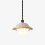 Travertine Saucer Pendant Light – Natural Stone Illumination for Modern Interiors