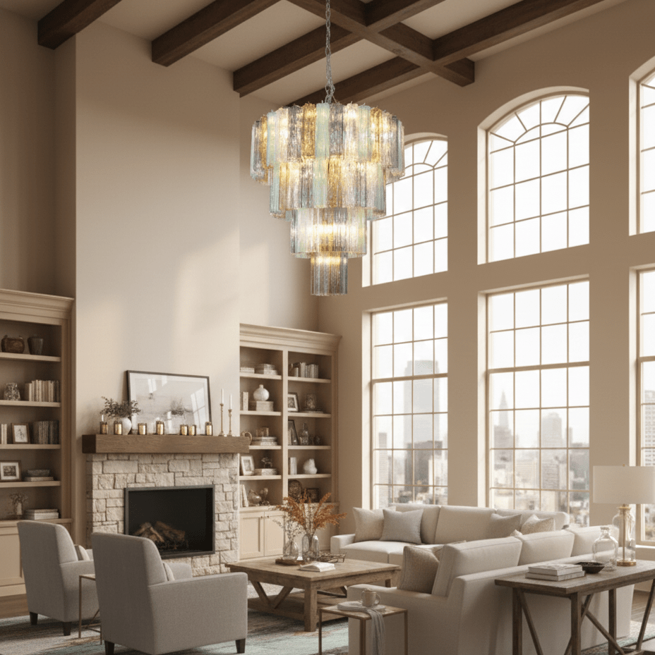 Lustrava Prism Chandelier – Handcrafted Murano Glass Pendant Light
