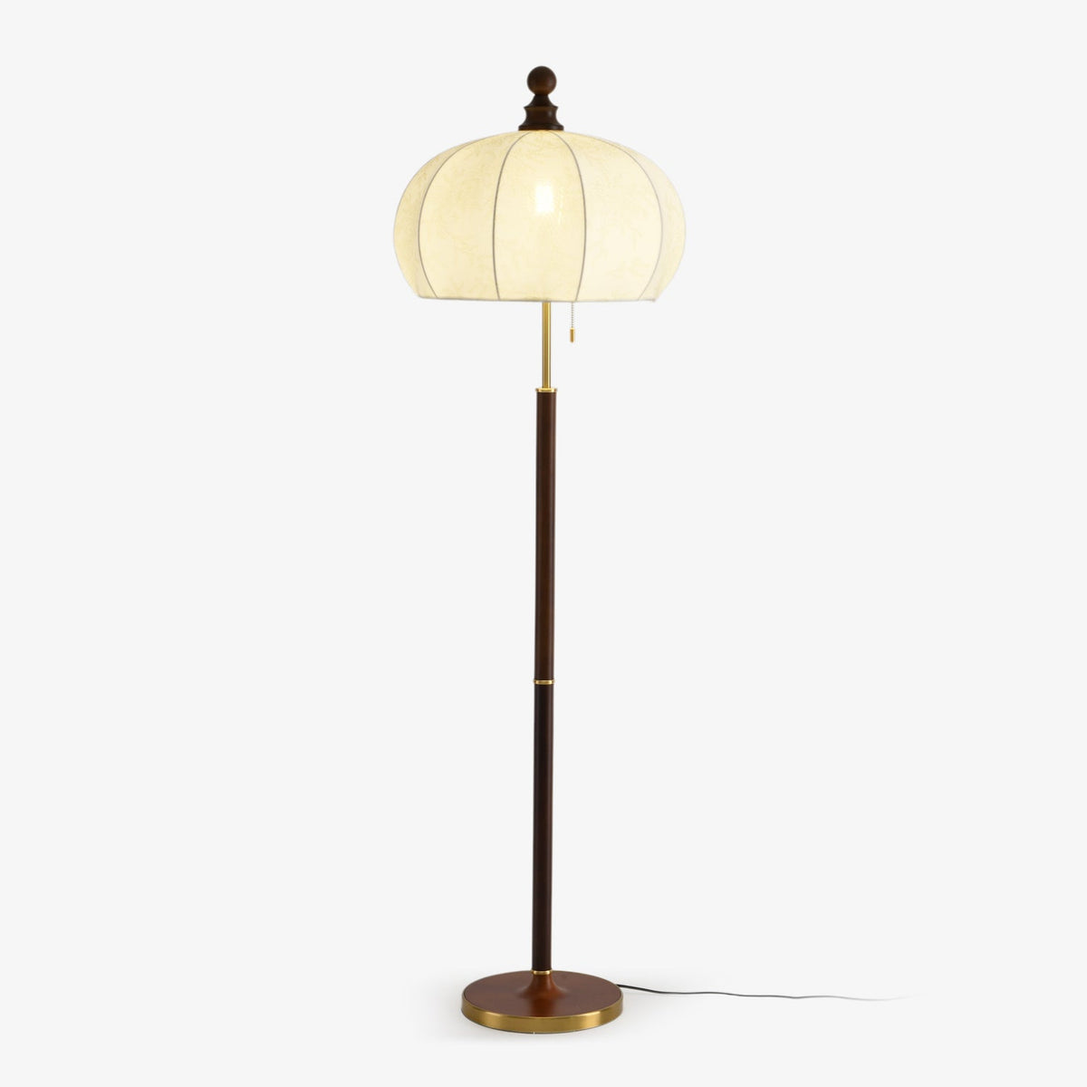 Ellora Vintage Floor Lamp with Walnut Finish and Brass Accents