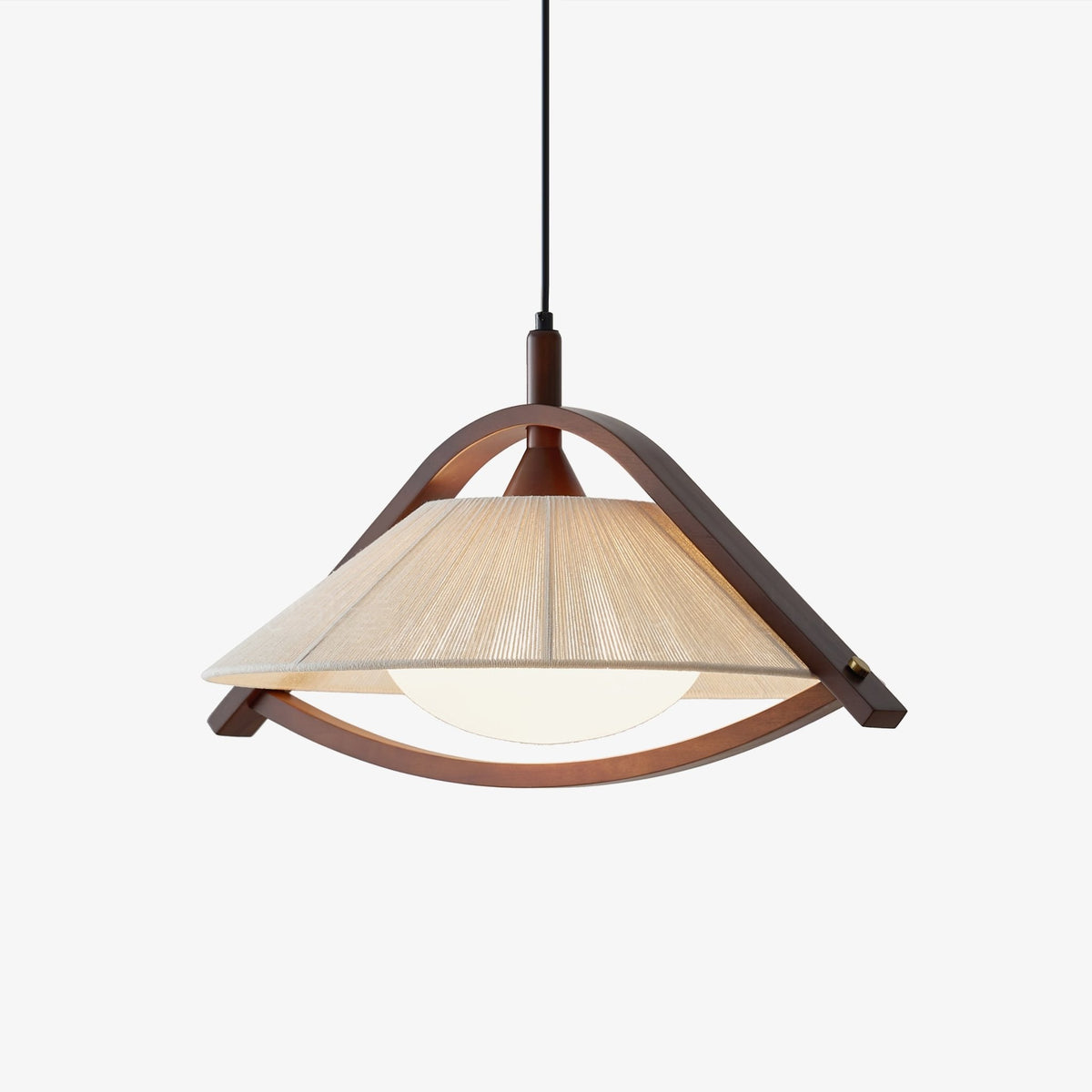 Kyomi Arch Pendant Light – Modern Wood & Fabric Hanging Lamp for Dining and Living Rooms