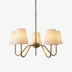 Opaluxe Brass Chandelier – Six-Light Designer Ceiling Light with Fabric Shades