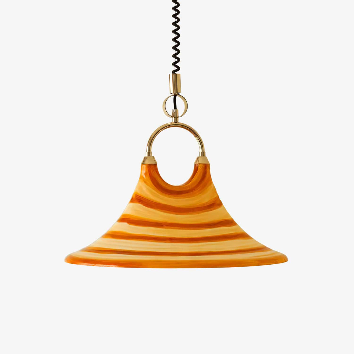 Solari Swirl Glass Pendant Light – Hand-Blown Amber Art Glass