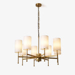Brass Chandelier with Fabric Shades – Modern Luxury Lighting for Dining and Living Rooms