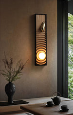 Solano Ripple Wall Sconce – Modern Wood & Brass LED Wall Light