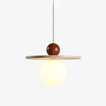 Solen Pendant Light in Travertine and Wood – Modern Designer Ceiling Lamp