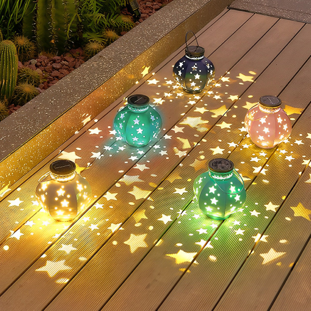 Celestial Star Projection Solar Lantern for Garden and Patio
