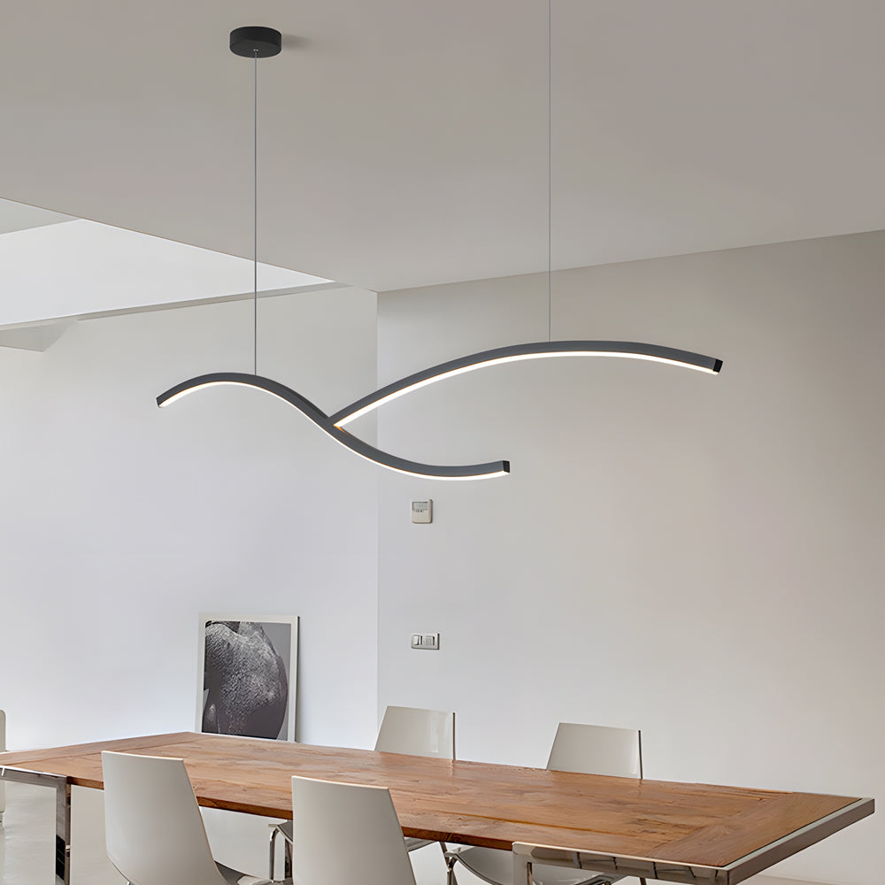 39 4 47 2 Wide Black White Wave Linear Led Pendant