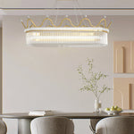 1 2 Layers Long Oval Crystal Crowns Three Step Dimming Modern Chandelier
