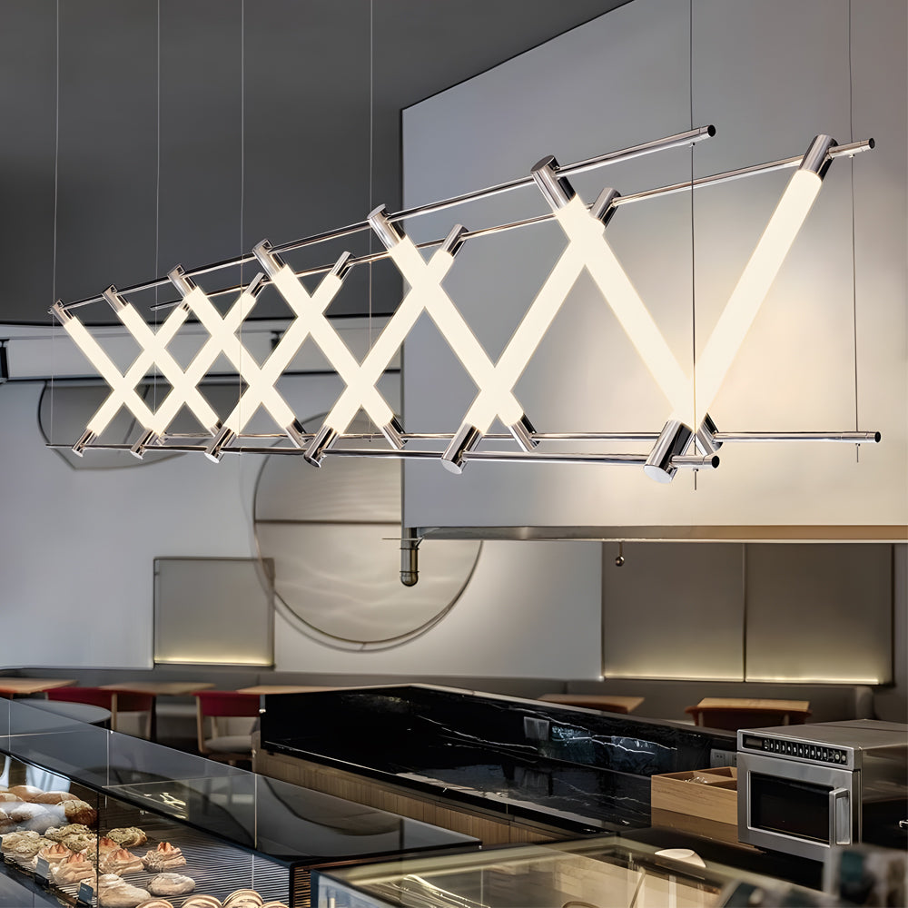 6 12 Light Acrylic Tube Geometric Long Designer Led Island Pendant Light