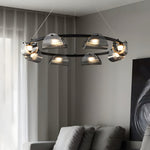 Round 6 8 10 Lights Curved Striped Glass Led Dimmable Nordic Chandelier Li002764
