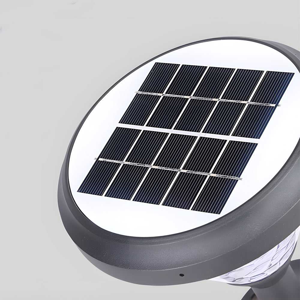 9 Inch High Black Round Led Solar Post Pier Light