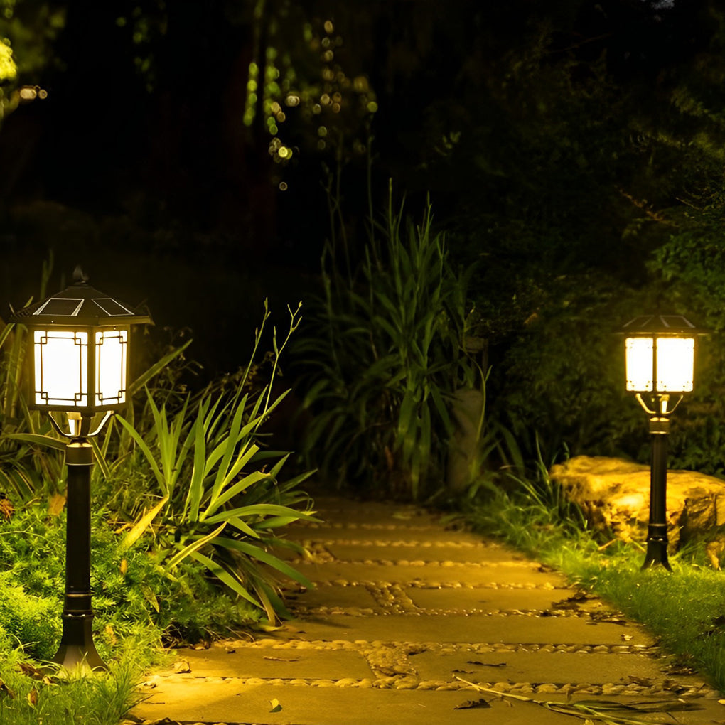 Solar LED Post Light with 3-Step Dimming, Die-Cast Aluminum Outdoor Lamp