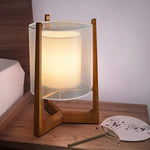 Rustic Japanese Style Wood Standing And Double Shaded Led Floor Lamp