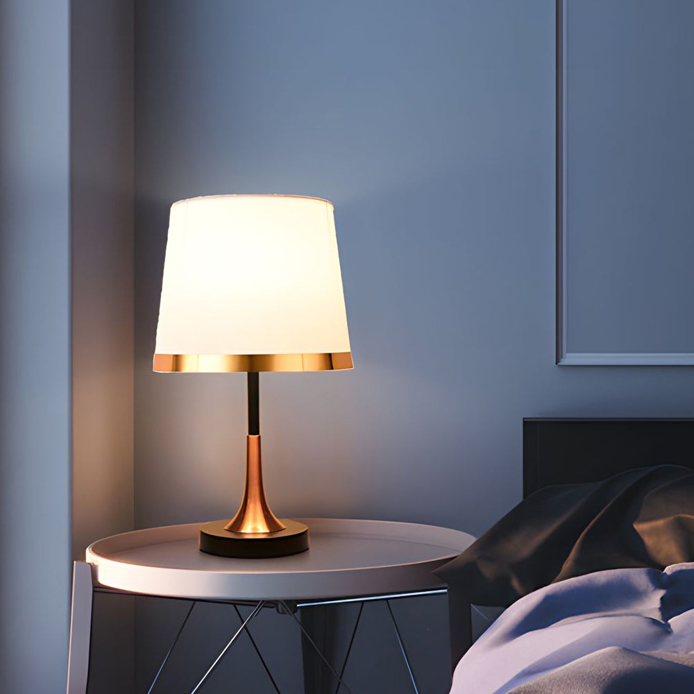 Vintage White Black And Mid Century Modern Brass Table Lamp