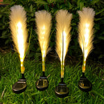 Hairy Reed LED Solar Lawn Lamps, Set of 2, Modern Outdoor Garden Lights