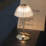 Battery Operated Led Brushed Brass Metal Table Lamp