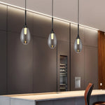 Modern 1 Light Led Teardrop Glass Pendant Light In Amber Smoke Gray